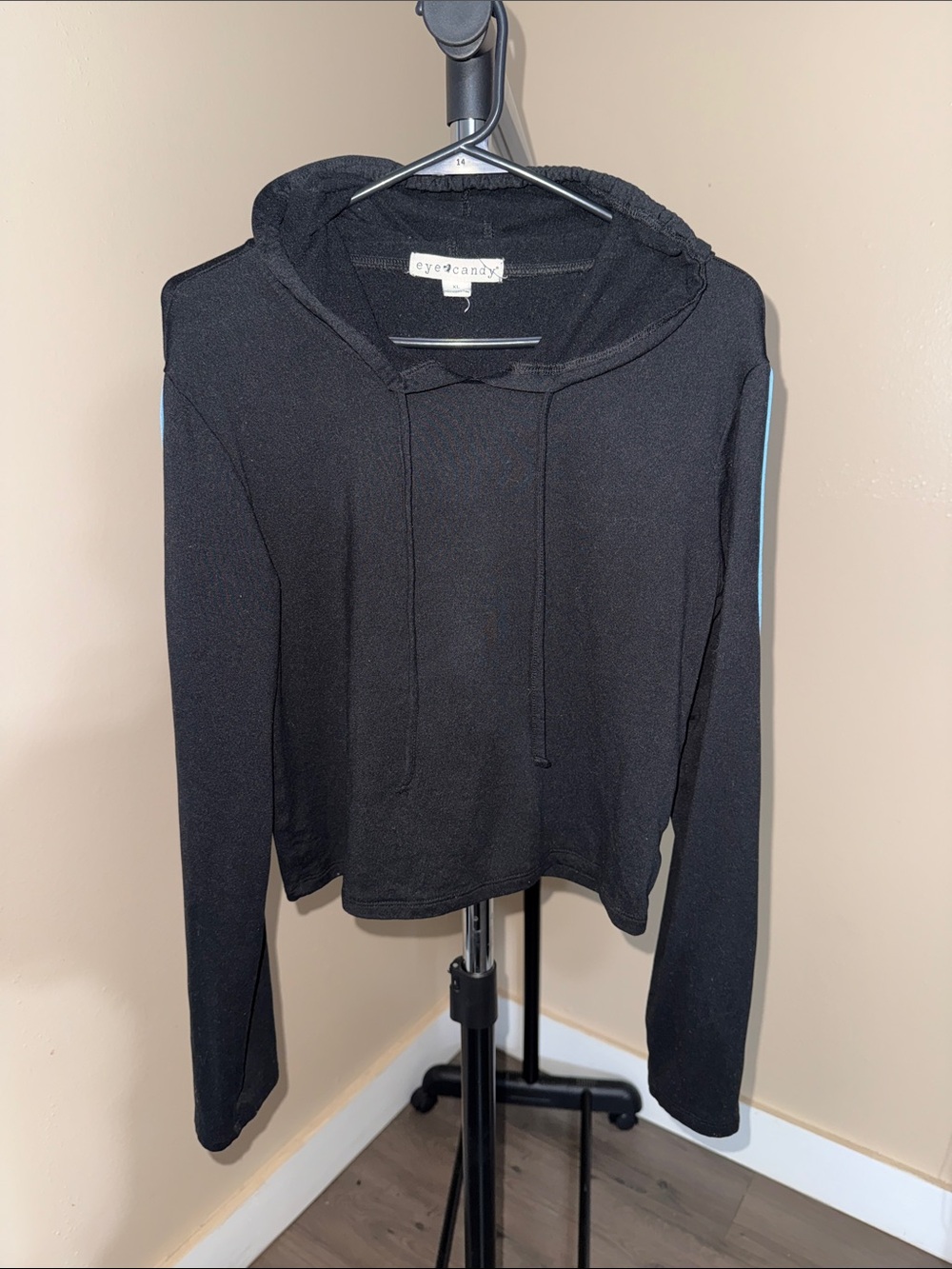 eye candy Black Hooded Long Sleeve Pullover Sweatshirt